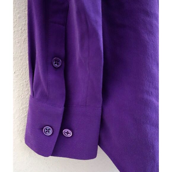 Equipment Women's Sz XXS Purple Slim Signature Silk Long Sleeve Shirt - Picture 5 of 6